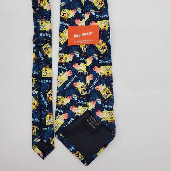 Nickelodeon Vintage Mens Tie Blue Sponge Bob Square Pants Zapped - Picture 4 of 5